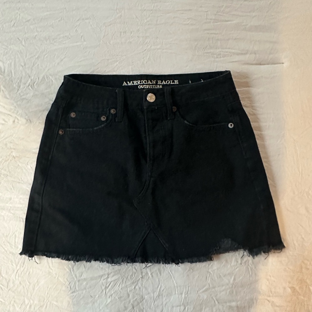 Black Denim Mini Skirt